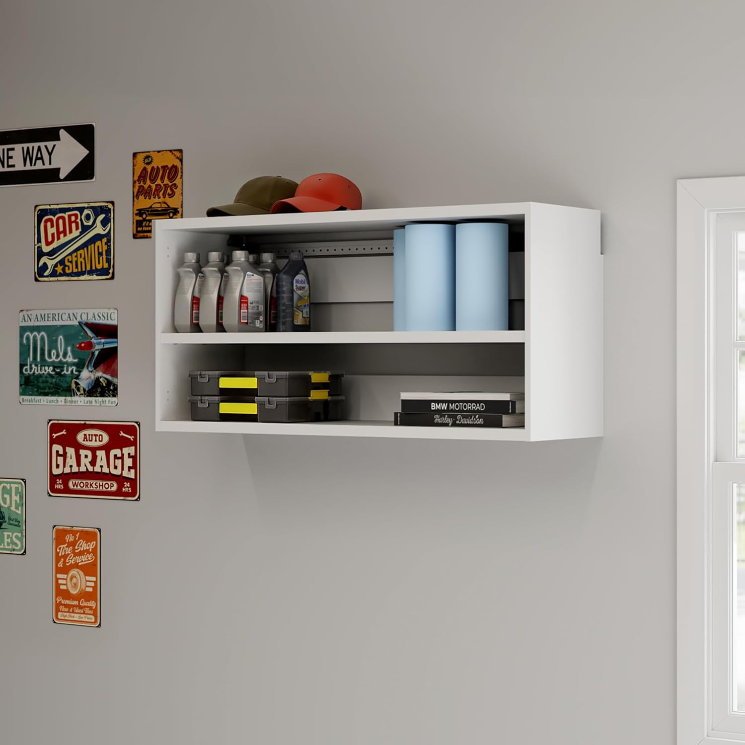 Sauder GarageCore Upper Cabinet Shelves, White Finish