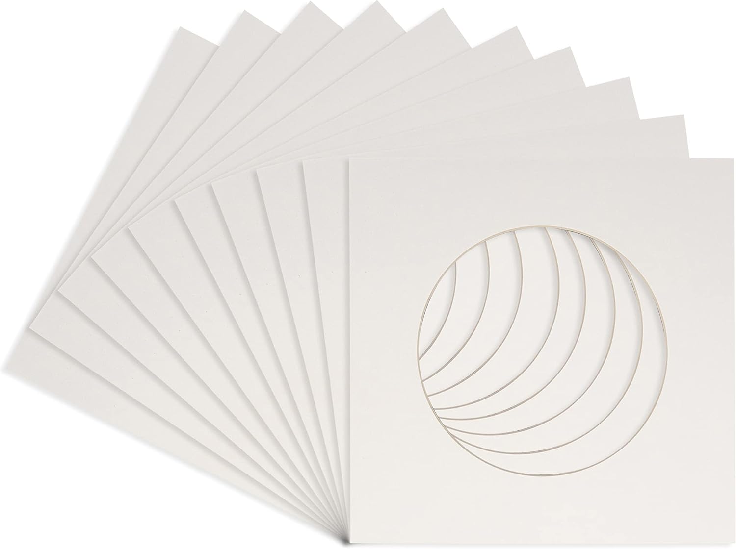 CountryArtHouse White Acid Free 10x10 Circle Picture Frame Mat with White Core Bevel Cut for 6x6 Pictures - Fits 10x10 Frame - Pack of 10 Matboards