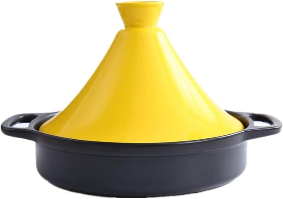 2L Ceramic Casserole Soup Pot, Heat-Resistant Clay Stew Pot for Rice, Stews, and Soups, 3-5 Person Capacity, Yellow