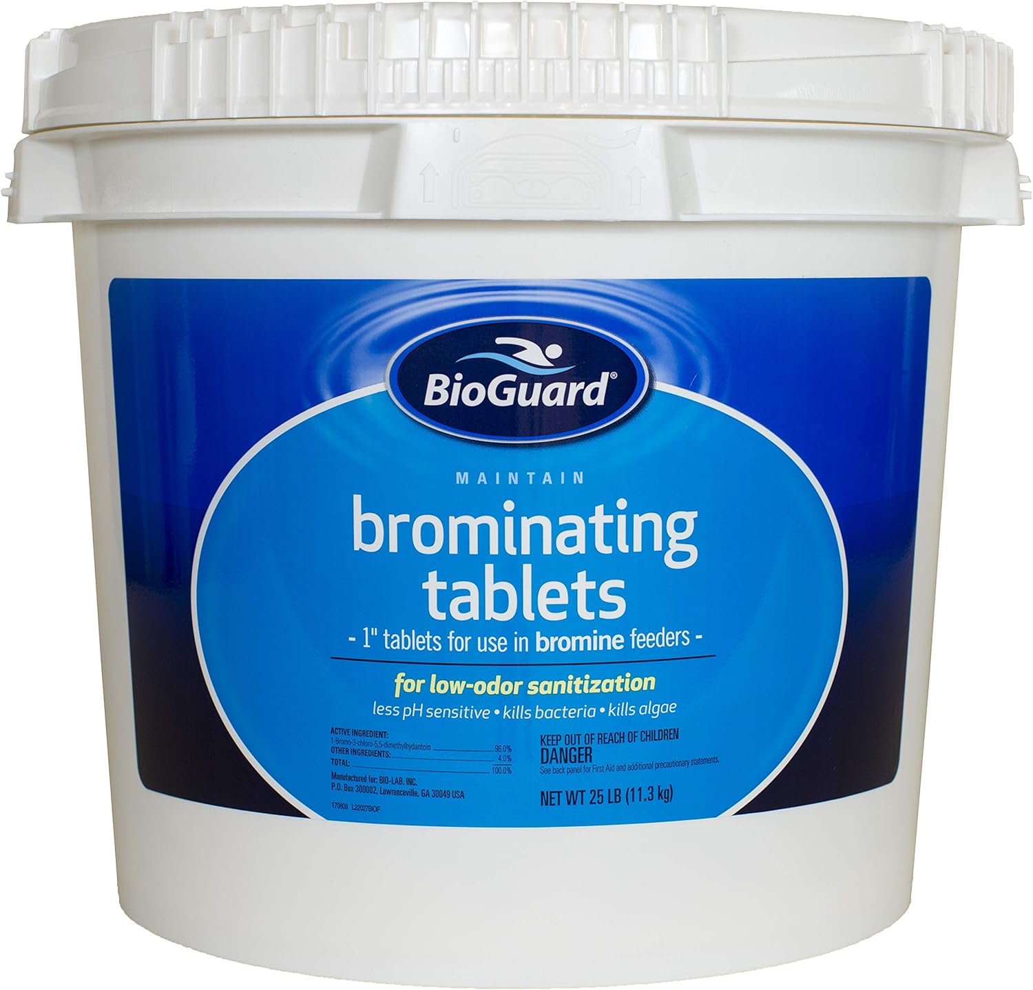BioGuard Bromine Tablets, 25 lb, Less pH Sensitive, Effectively Eliminates Algae, Used for Low-Odor Sanitation