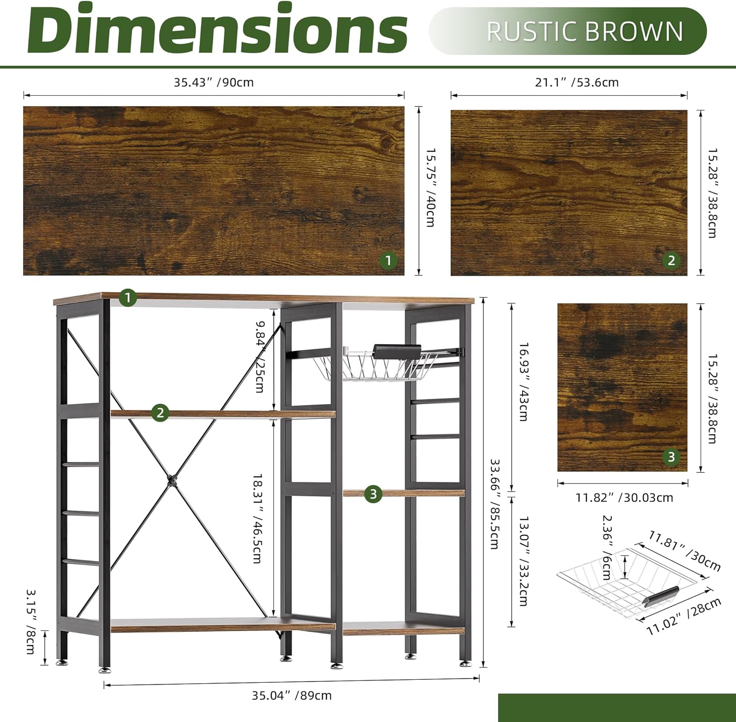 Baker’s Rack, Microwave Oven Stand with Bamboo Frame, 35.43