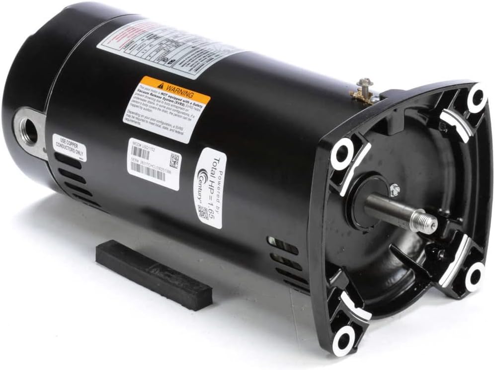 Century USQ1152 1-1/2 HP, 1.1 Service Factor, 48Y Frame, Capacitor Start/Capacitor Run, ODP Enclosure, Square Flange Pool Motor