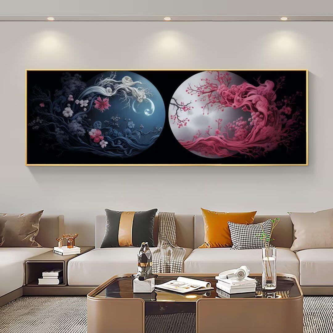 Abstract Moon Diamond Painting, Large Size DIY 5D Diamond Art Kits for Adults, 5D Diamond Painting Embroidery Cross Stitch Arts Craft Kits for Beginners for Home Wall Decor 70x180 cm/28x71 Inch M-478