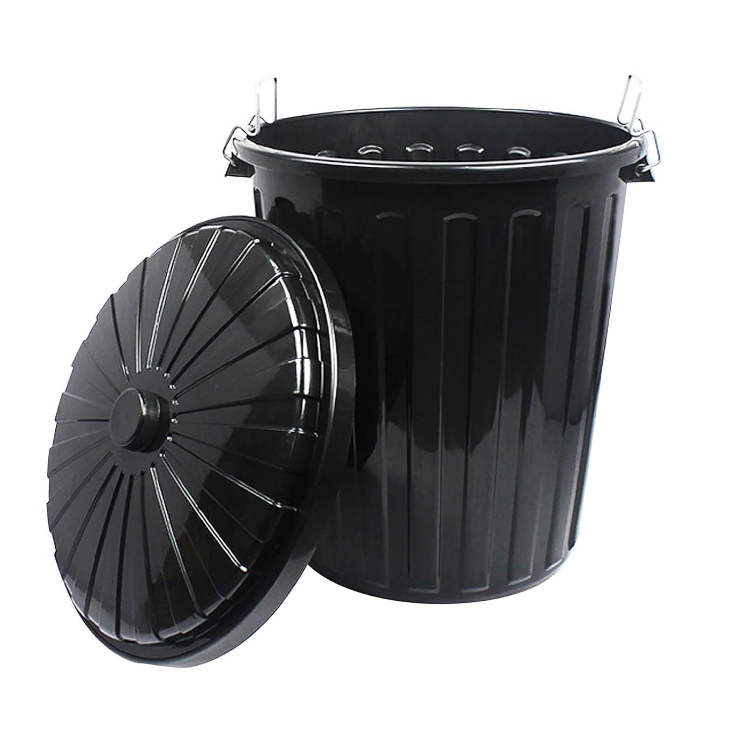 20 Gallon Round Outdoor Trash Can with Lid, Capacity Plastic Barrel with Lid Durable Trash Bin Outdoor Yard Waste Bin for Resturant Canteen Commercial (1, Black 20 Gallons)