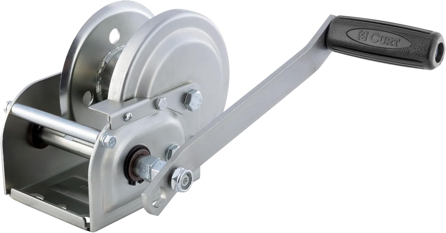 CURT 29610 Hand-Crank Brake Winch, 1,000 lbs, 4.2:1 Gear Ratio, 7