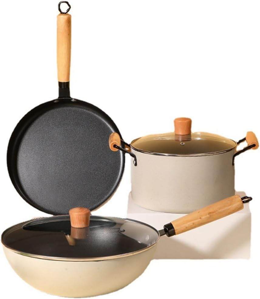 Household three-piece set of frying pan soup pot general non-touch tutensils