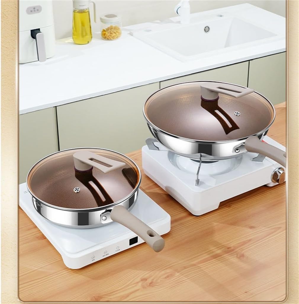 Wpan Non-stick Pan Stainless Steel Layer Honeycomb Frying Can Stand Pot With Steam Steamer