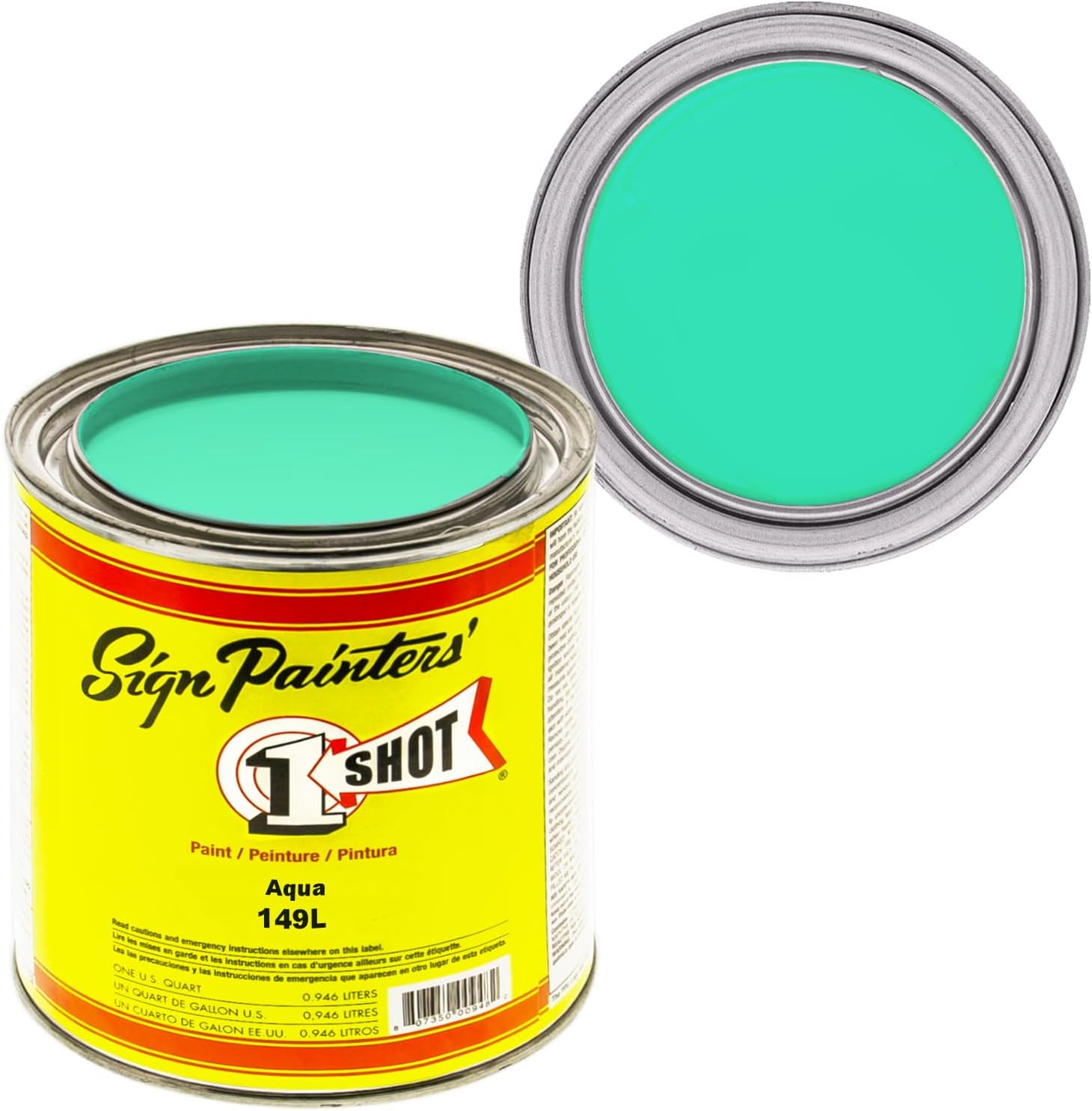 1 Shot Lettering Aqua Pinstriping Lettering Enamel Paint, Quart