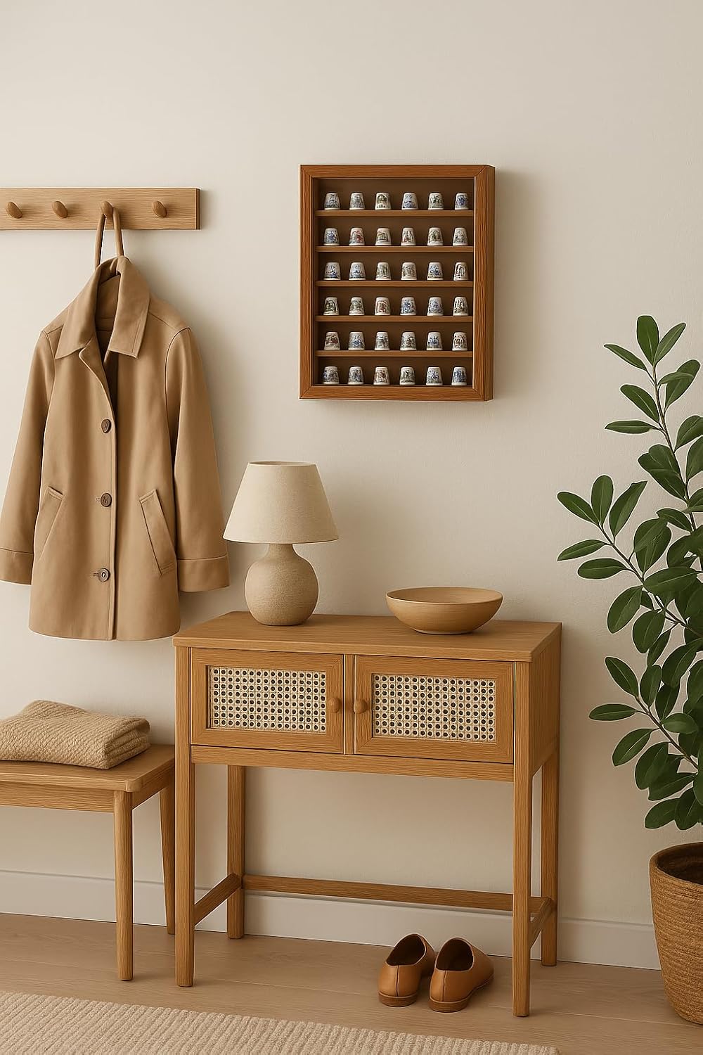 Display Case Collections Thimbles Oak Varnish Finish Various Sizes (64 DEDALES)