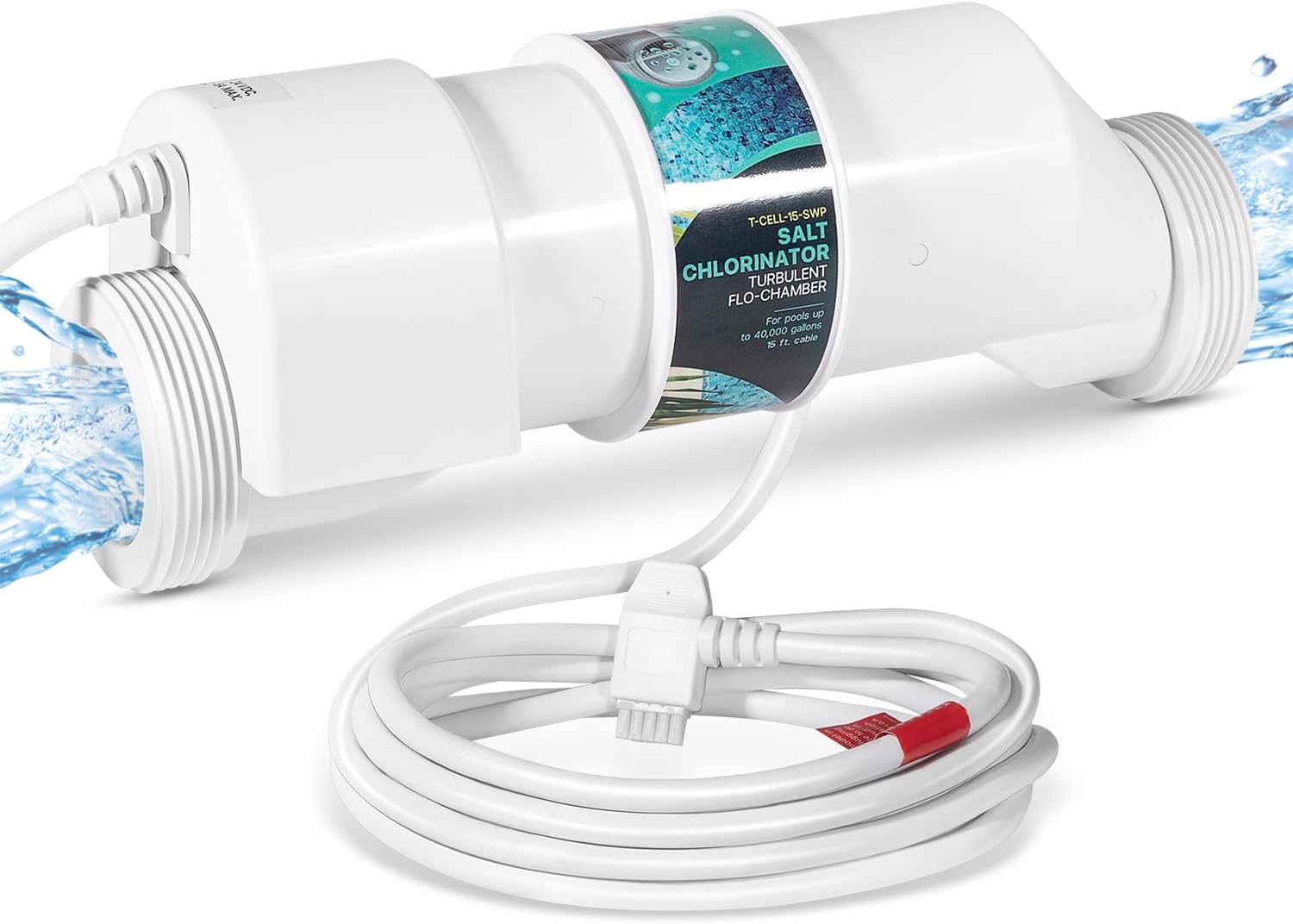 T-CELL-15-SWP Salt ChIorination Cell Replacement for In-Ground Swimming Pools Up to 40,000 Gallons, Replaces for Hayward W3T-CELL-15, T-Cell 15