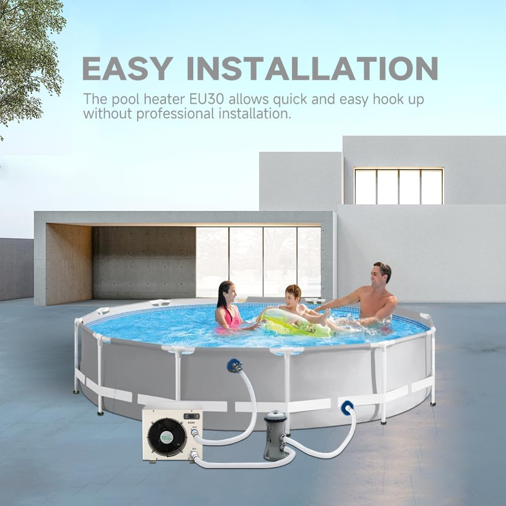 Swimming Pool Heat Pumps, Max 11568BTU Up to 2000 gallons Above Ground Pool Heaters, Fits 5/6/9ft Spa Pools Heat Pump Pool Heater,110V~120V/60Hz