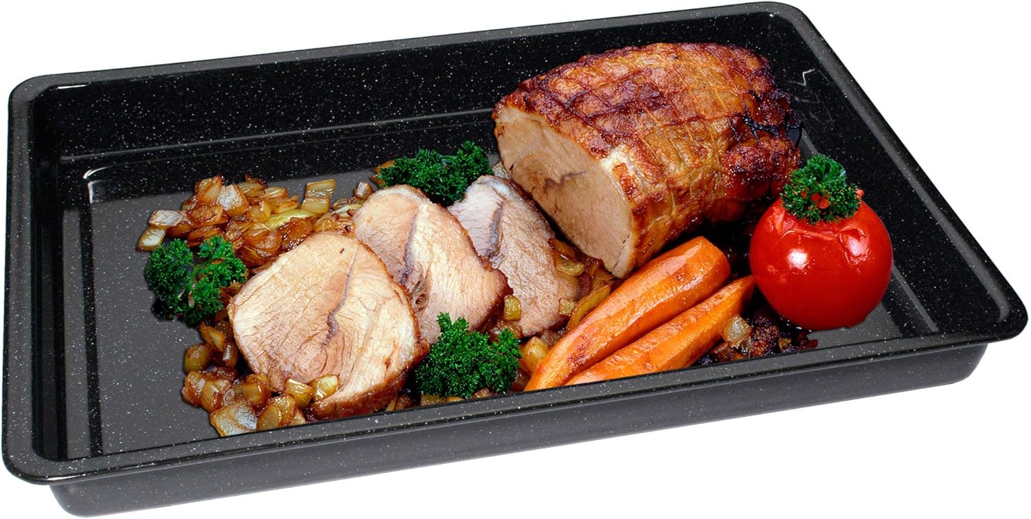 CHG 236-50 Oven Baking Tray 42x29x4 cm Black Enamel