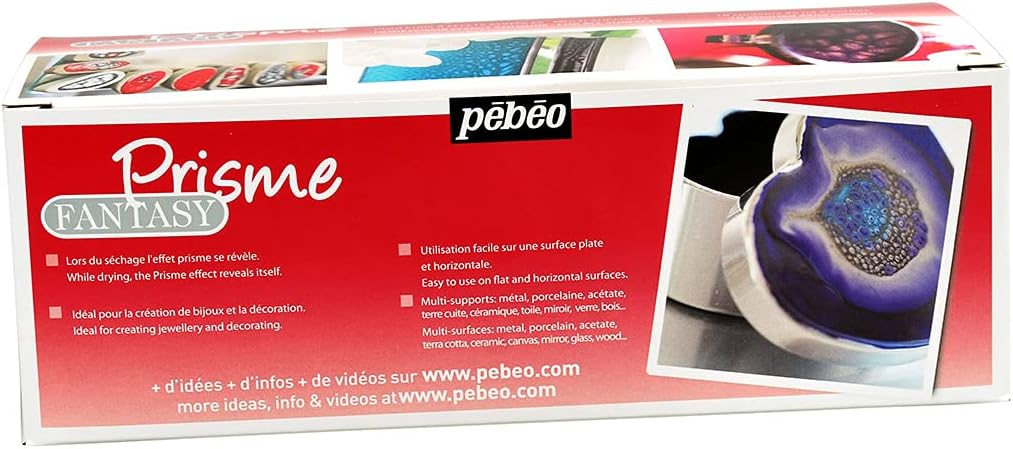 Pebeo Fantasy Prisme, Pearlescent Multi-Surface Oil-Based Paint with Honeycomb Finish, Premium Art Supplies, Set of 10 Assorted Colors, 45 ml Bottles, 6x20ml