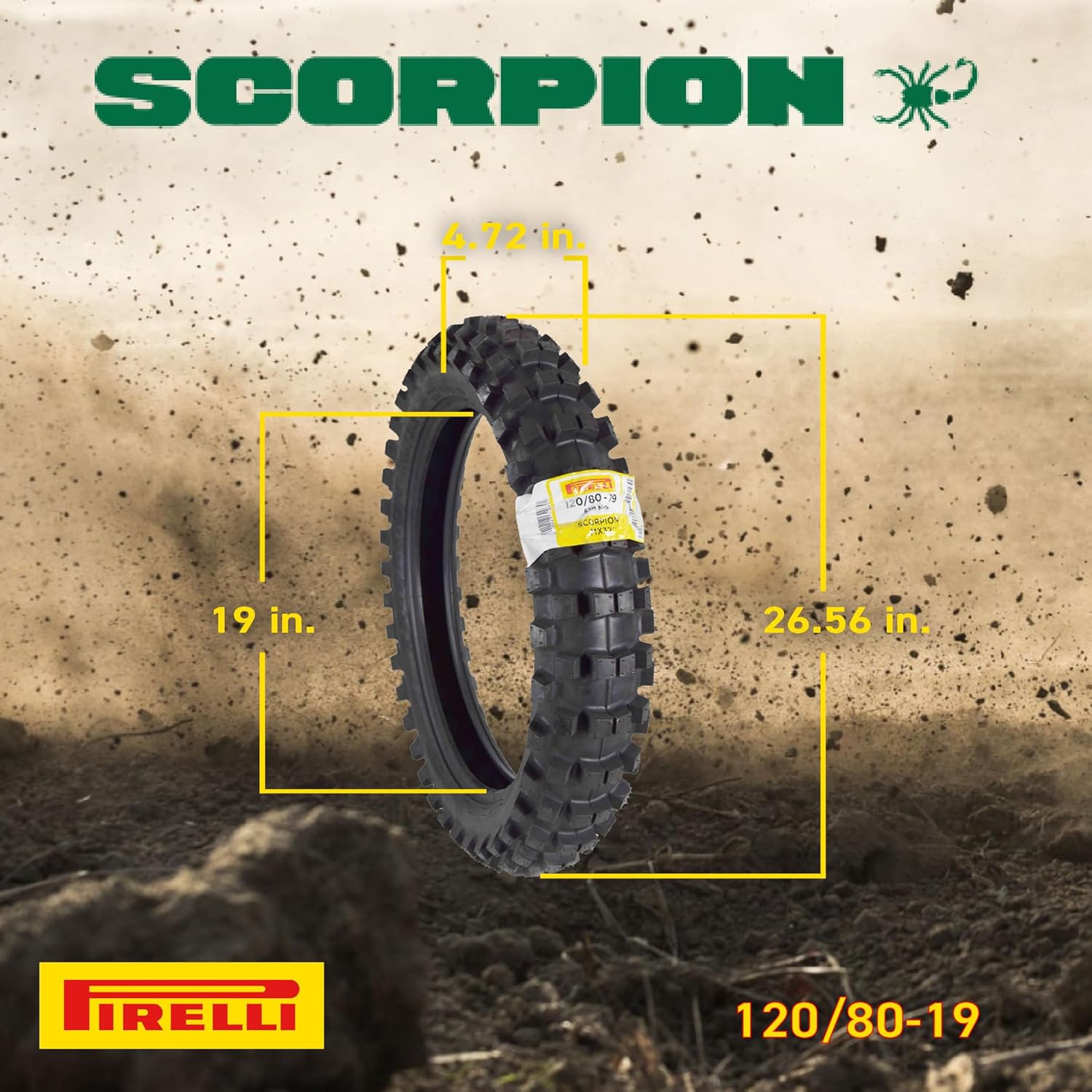 Pirelli Scorpion MX 32 Mid Soft 120/80-19 Rear Dirt Bike Tire with Keychain - Single