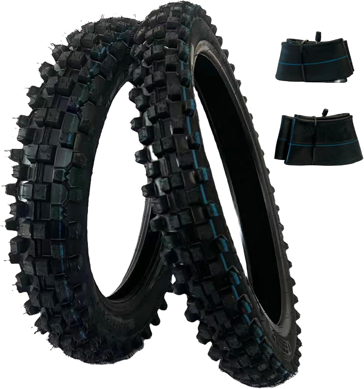 QINGBY 80/100-12 3.00-12 Rear 2.50-14 60/100-14 Front Tire and Inner Tube for SSR CRF70 CRF110 KLX110 TTR90 TTR110 PW80 110cc 90cc 125cc RM65 TaoTao DB14 Coolster Dirt Pit Bike Off Road Motorcycle