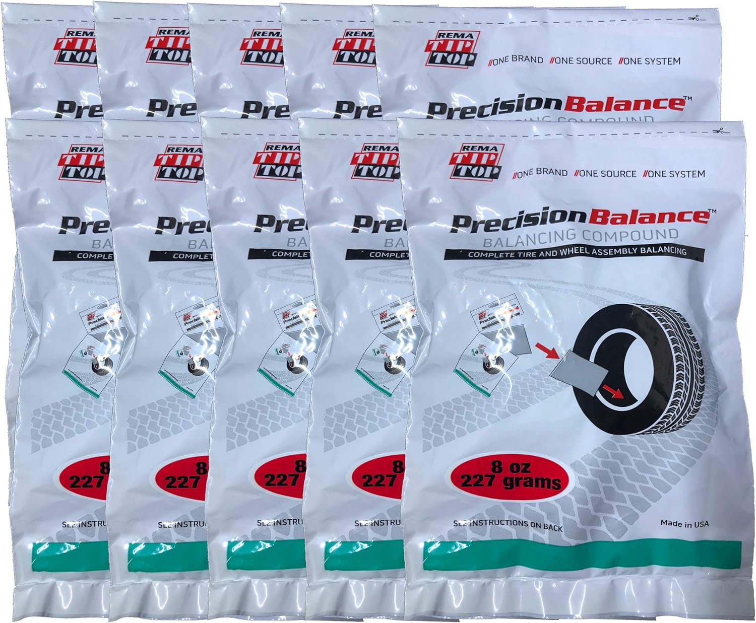 Rema Tip Top 10 PrecisionBalance Tire Balancing Compound Beads Kits - Drop in Bags - (8 oz. / 227 Grams) - (10 Kits)