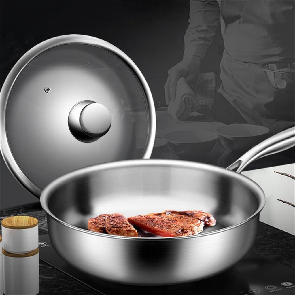 Stainless Steel Pan Uncoated Frying Household Non-stick Cookware For Induction Cooktop