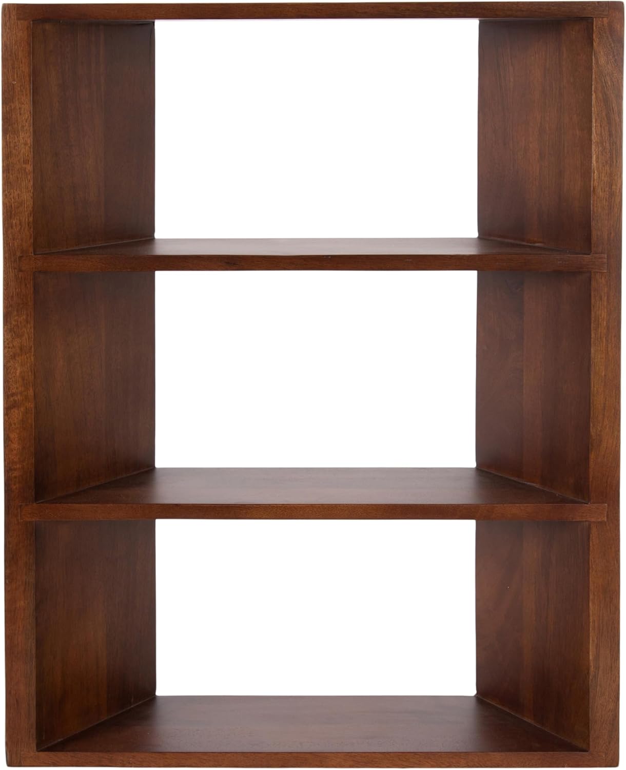 Kate and Laurel Akita Modern Angled Three-Tier Wall Shelf, 20 x 6 x 26, Walnut Brown, Decorative Over The Toilet Shelf for Use as Bathroom Storage or Living Room Display Shelving