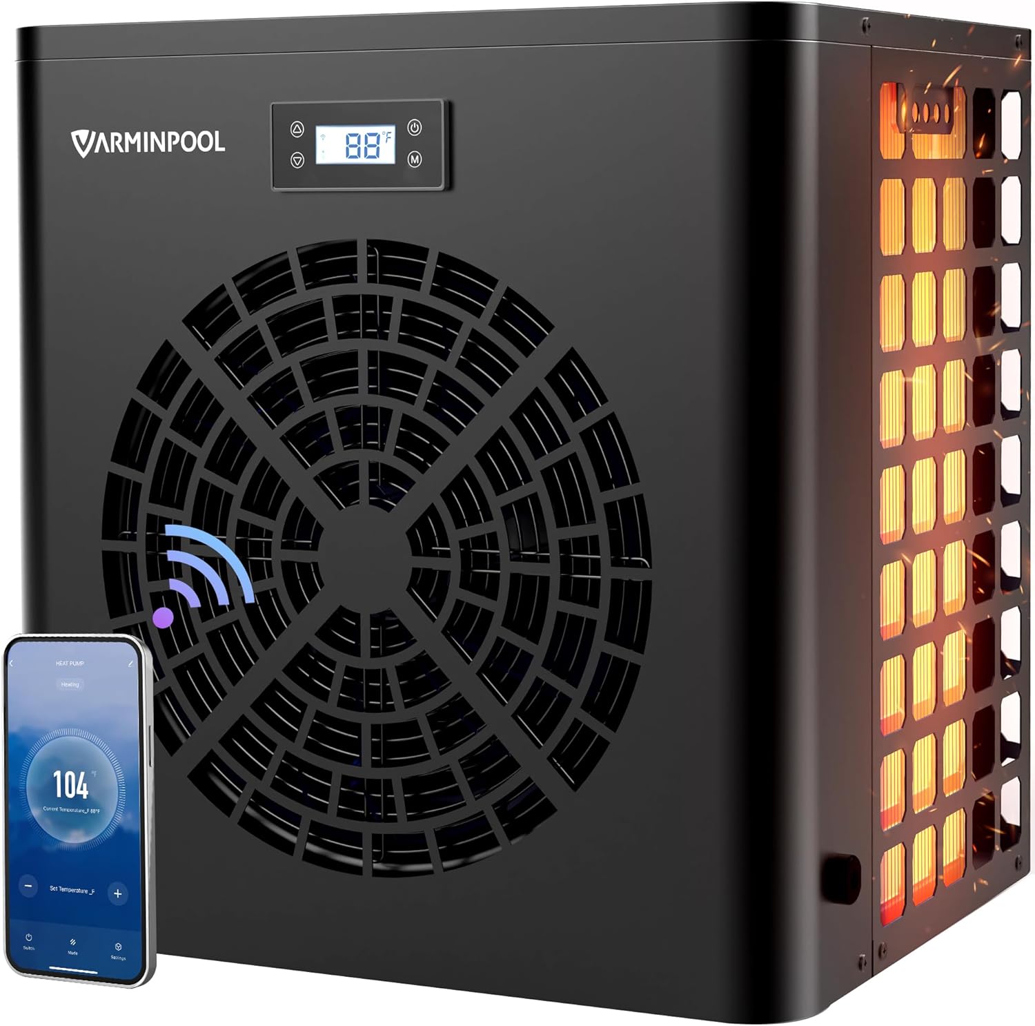 16000BTU Pool Heat Pump for Above Ground Pool, Electric Pool Heater for 5400 Gallons, WiFi Control, Smart Inverter, Titanium Heat Exchanger, 110V