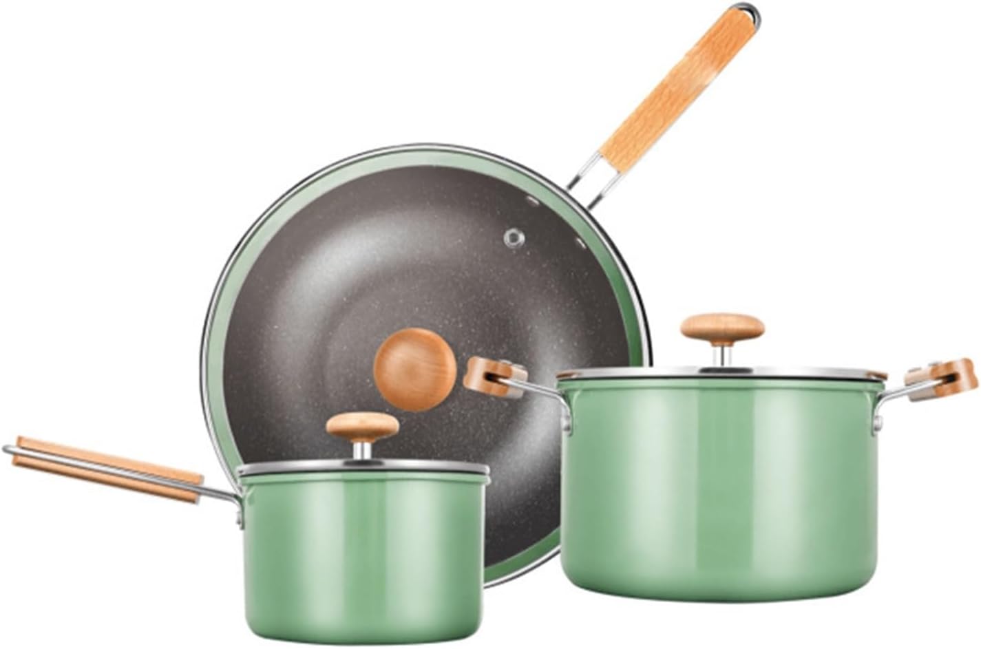 Wok 3-piece Set Stockpot Iron Non-stick Gift