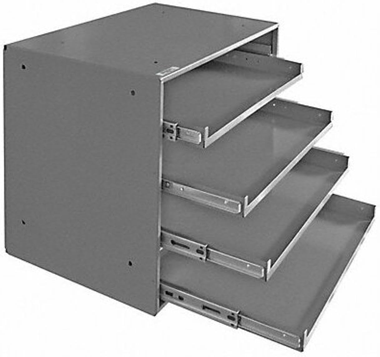 Durham 310B-95 Heavy Duty Prime Cold-Rolled Steel Triple Track Bearing Slide Rack, 4 Compartments, 12-1/2