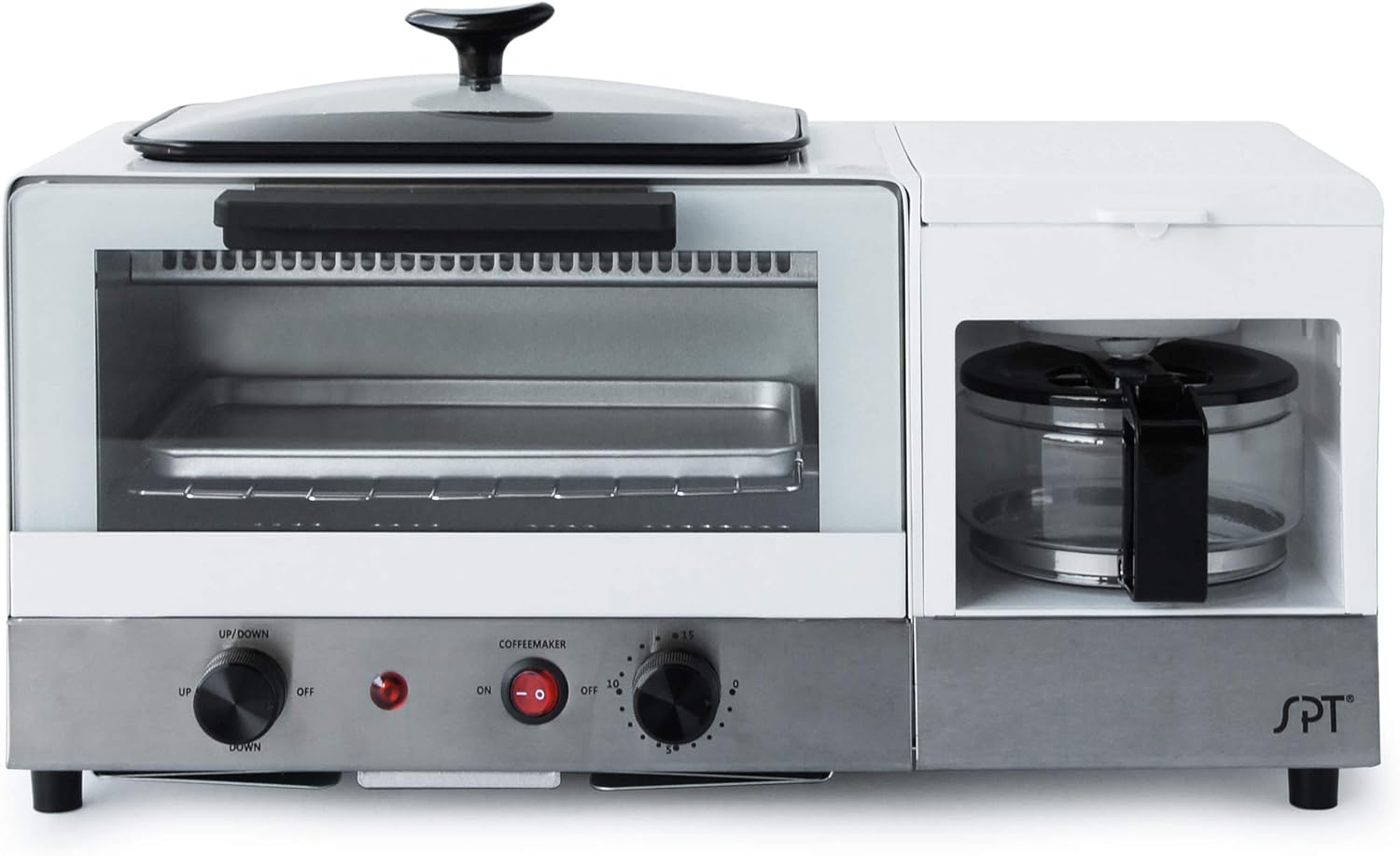 BM-1120W: 3-in-1 Breakfast Maker, Stainless Steel & White