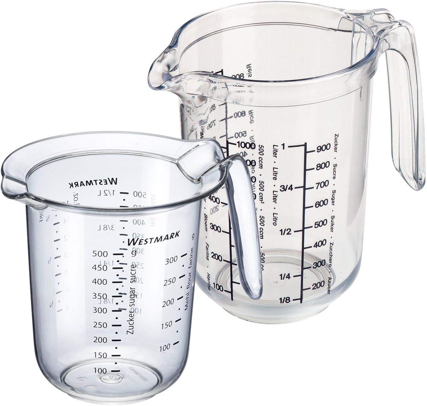 Westmark Measuring jug, capacity: 1 l, oven-safe, microwave-safe, freezer-safe, borosilicate glass, transparent/black, 30632260