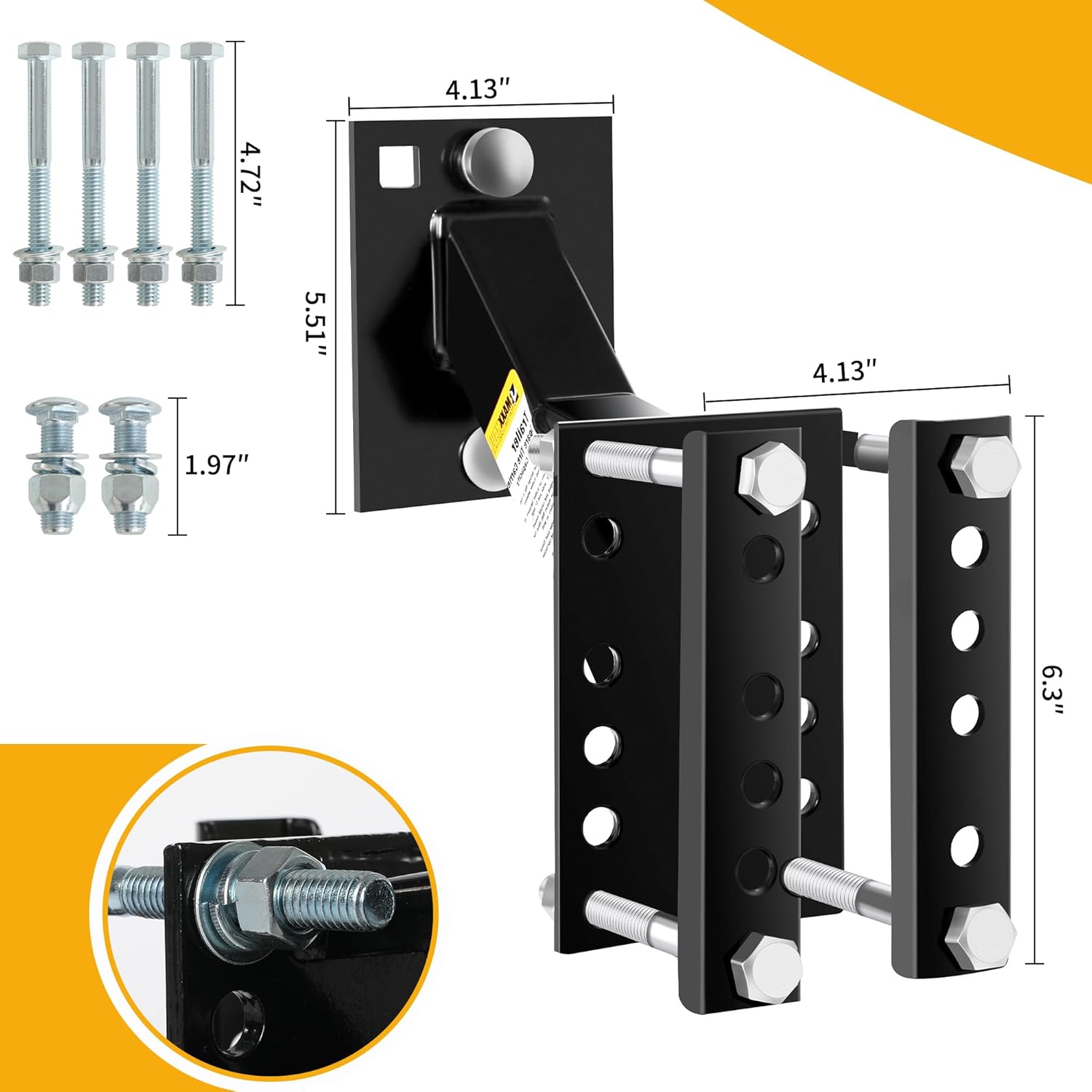 MAXXHAUL Spare Tire Carrier Trailer Tongue Mount | For 4-5 Lug Wheels | Powder Coated | For Boat Trailers | Model 50214 | Pack of 6