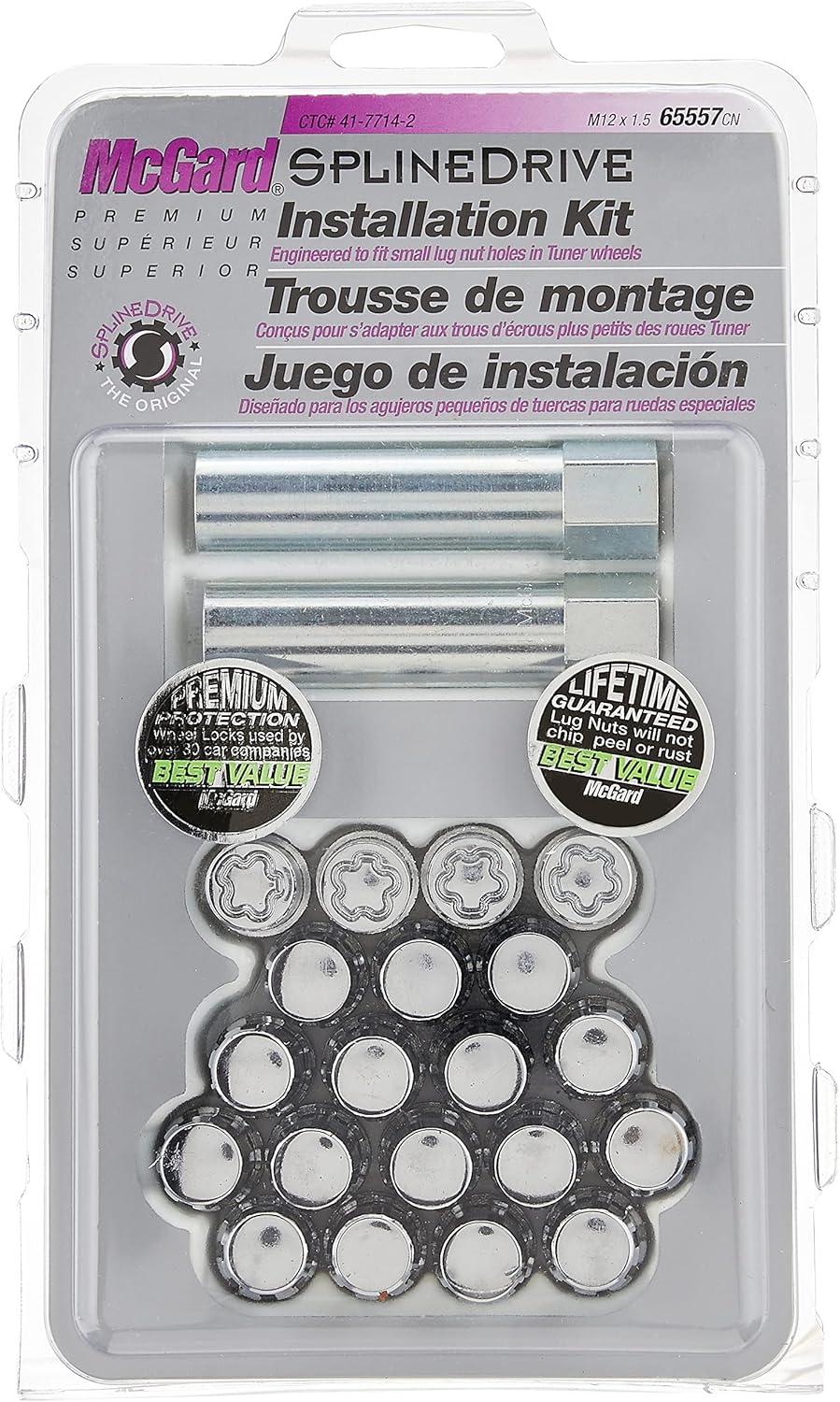 McGard 65557CN Chrome SplineDrive Wheel Installation Kit (M12 x 1.5 Thread Size) - for 5 Lug Wheels