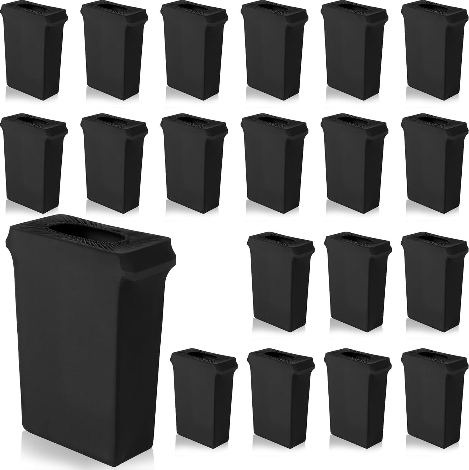 Windyun 20 Pcs 23 Gallon Spandex Stretchable Trash Can Cover Wedding Party Fundraiser Decorations for Home Garden (Not Include Trash Can) (Black)