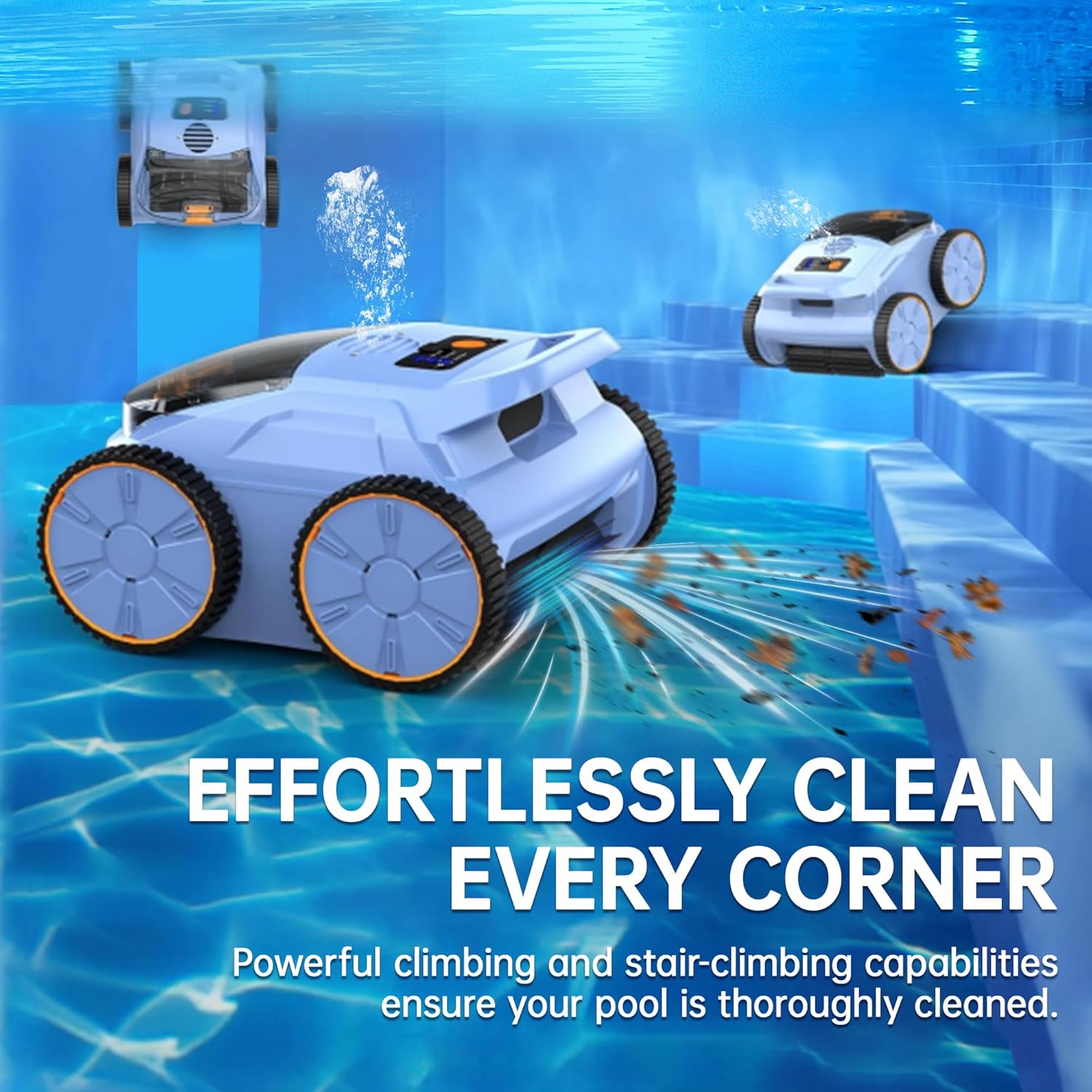 Pool Vaccum for Inground Pool, Cordless Pool Cleaner for Above Ground Pools up to 2100 sq.ft, Robotic Pool Cleaner with Powerful Suction and Self-Parking, Lasts up to 150 mins