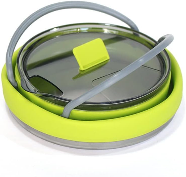 Outdoor Red and Green Travel Portable Heating Tea Coffee Rice Cooker Lightweight Silicone Folding Kettle with Handle(D)