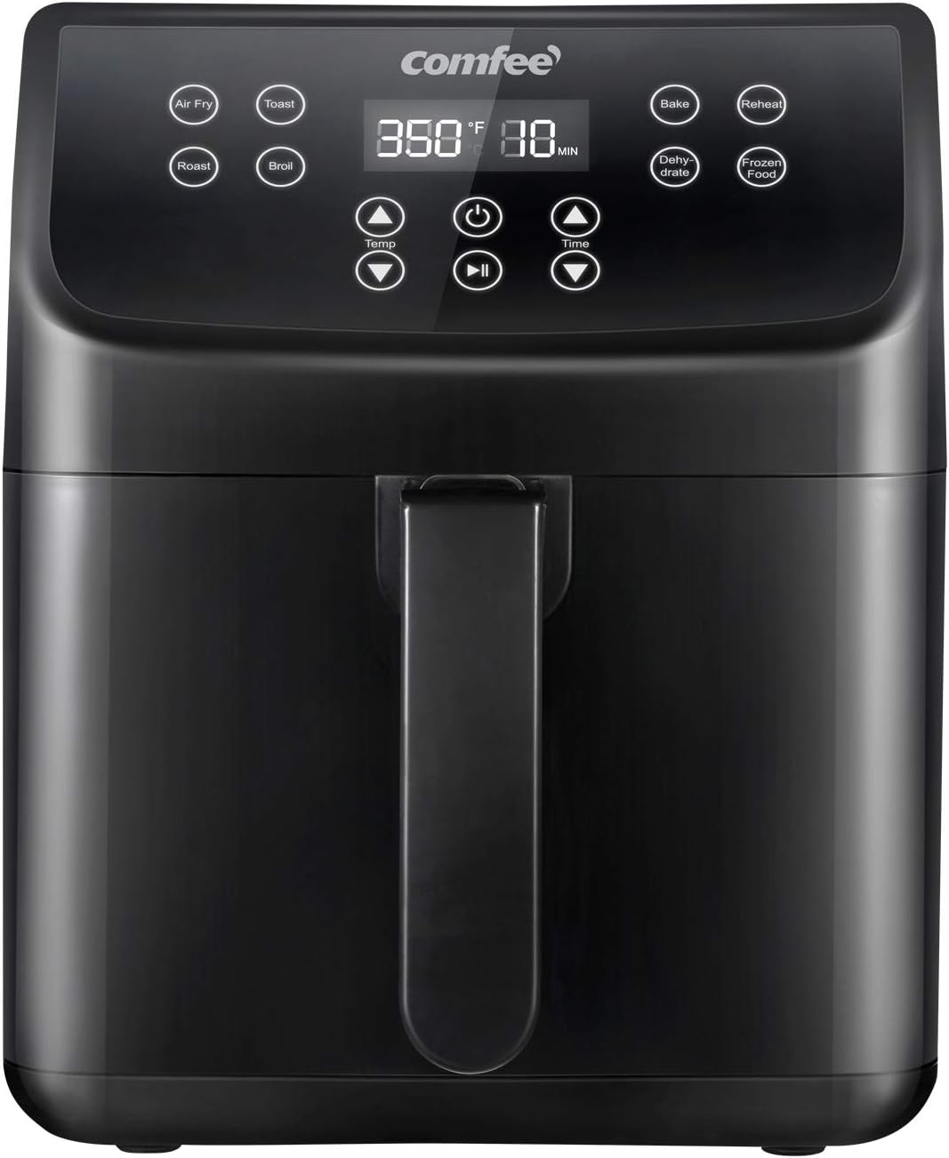 COMFEE' 5.8Qt Digital Air Fryer, Toaster Oven & Oilless Cooker, 1700W with 8 Preset Functions, LED Touchscreen, Shake Reminder, Non-stick Detachable Basket, BPA & PFOA Free (110 electronic Recipes)