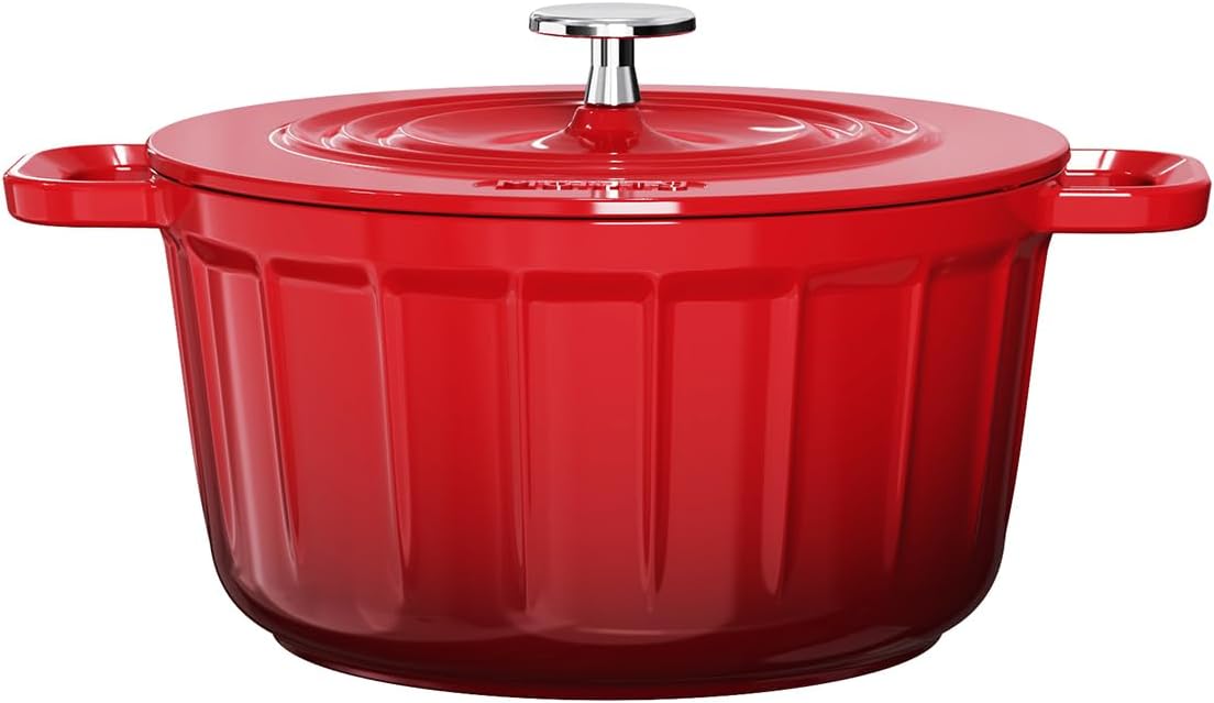 6.5 Quart Enameled Cast Iron Dutch Oven with Lid – blue dutch oven– Dutch Oven pot for Cooking - pot with lid (Skydeep Blue)