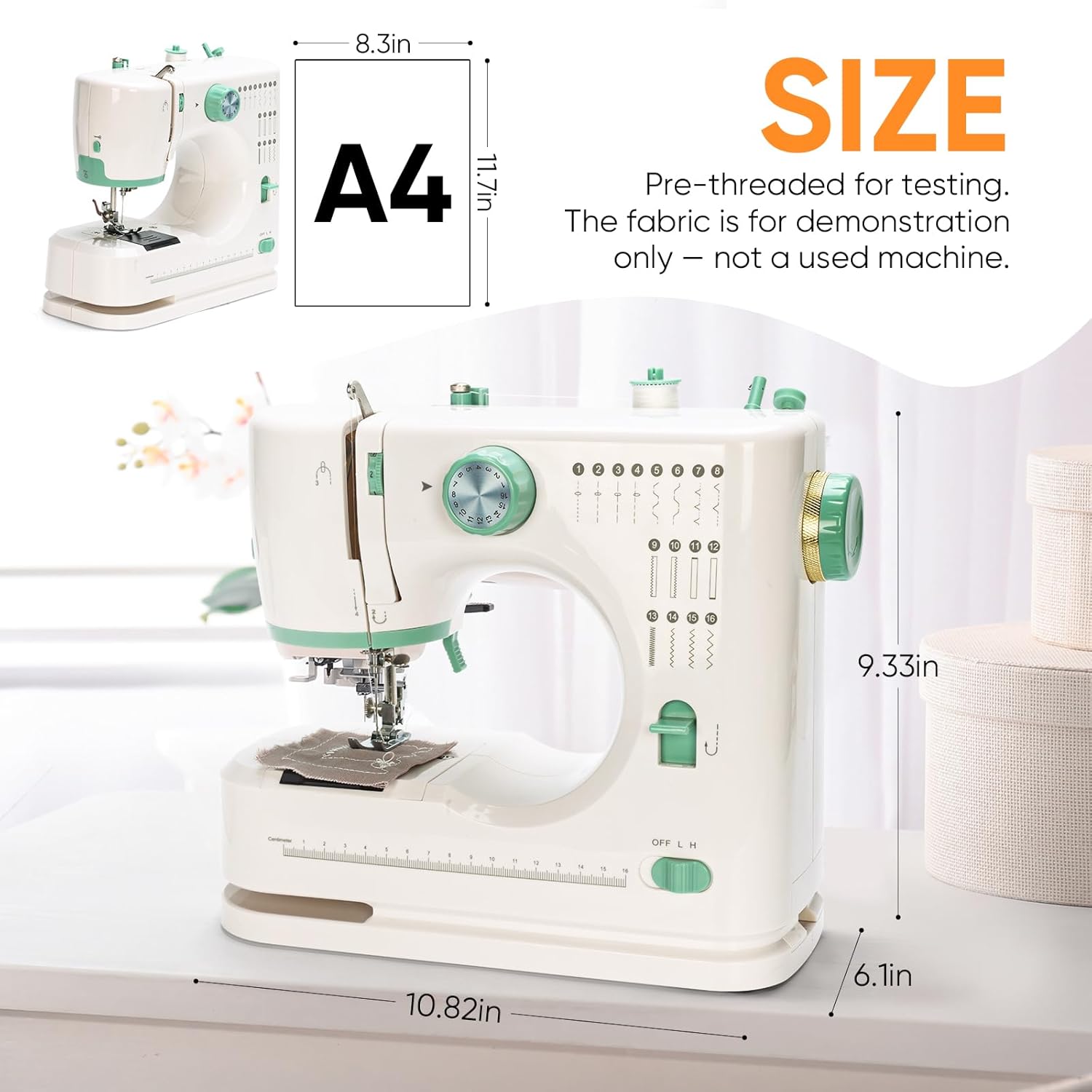 Mini Dual-Speed Sewing Machine Double Needle & Double Thread 16 Stitch Modes Beginner-Friendly Household Sewing Machine, ldeal for Adults & Beginners