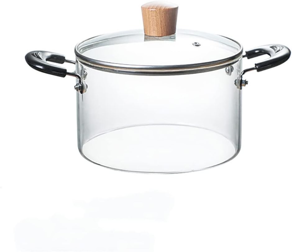 2.3L Household Glass Cooking Pot Heat-resistant Soup Transparent Salad Instant Noodle Bowl Kitchen Cookware Saucepan