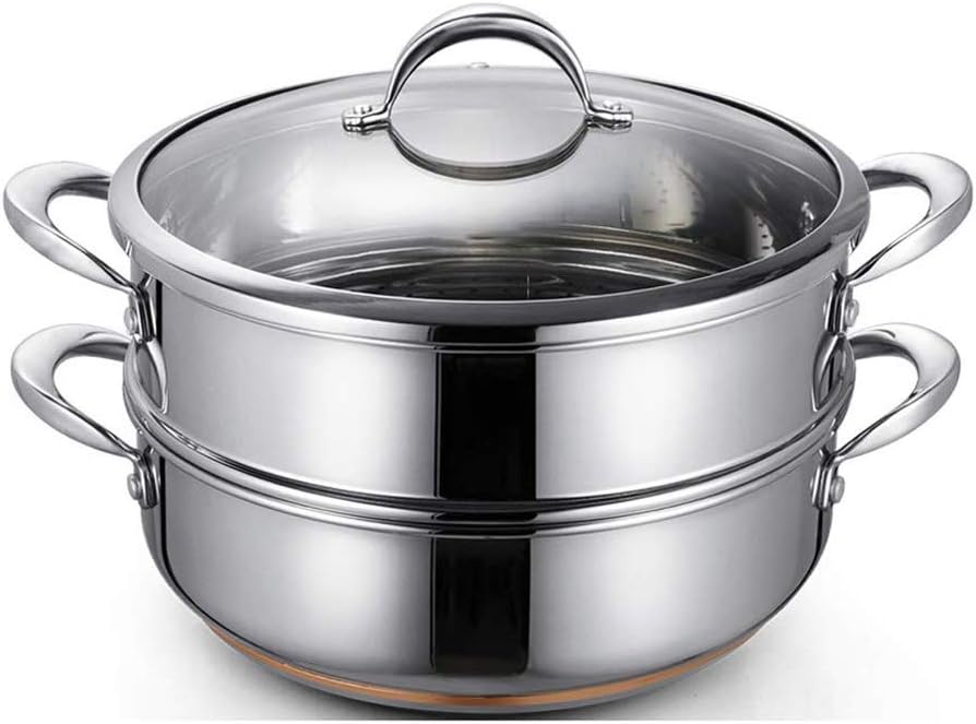 Steamer 304 Stainless Steel Soup Pot Non-Stick Thickened Double Bottom Stew Pot Small Steamer Cooker Household(