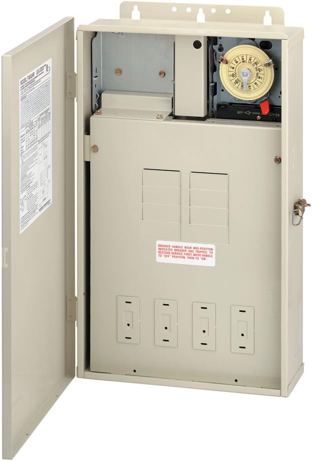 Intermatic T40004R Load Center with T104M Mechanism - Versatile Electrical Control Solution - Eight Breaker Spaces for Custom Installations