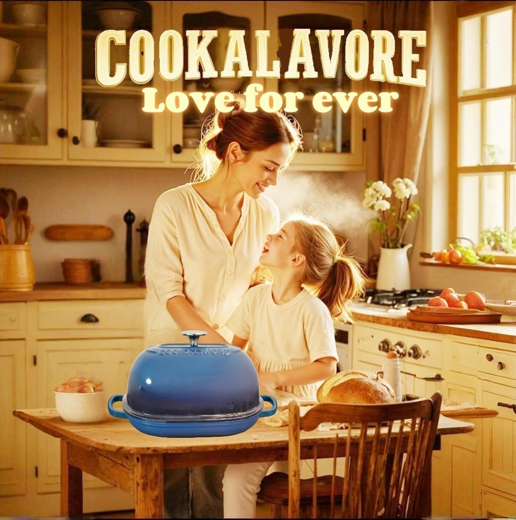 Cast Iron Bread Oven,6 QT Bread Oven,Thick Enameled Loaf Pan with Lid,Bread Pans for Homemade Bread,14.5