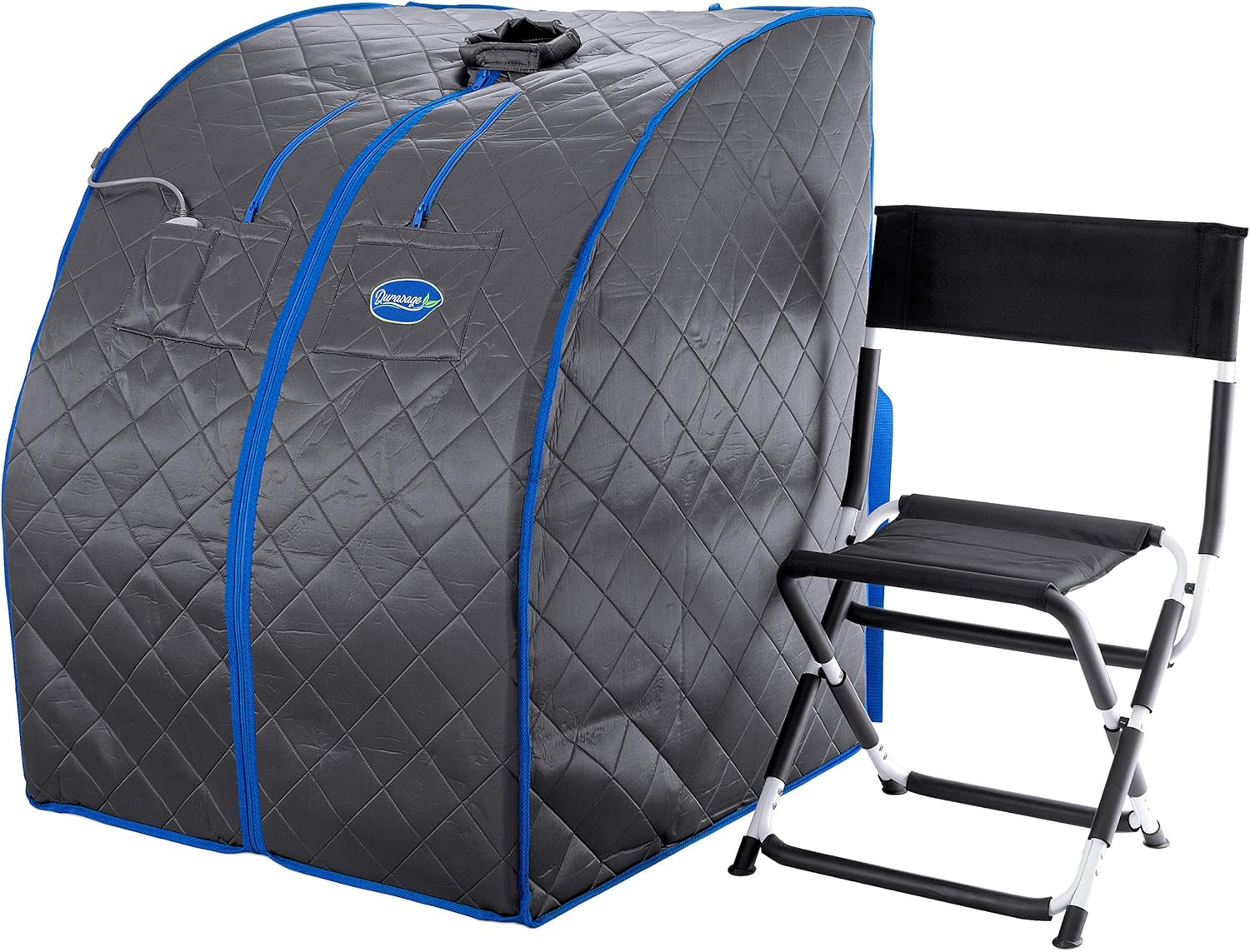 Durasage Personal Portable Infrared Sauna for Home – Large Indoor Infrared Sauna with Negative ION Generator, 30-Minute Timer, Heated Footpad, Remote Control & Premium Chair (Gray)
