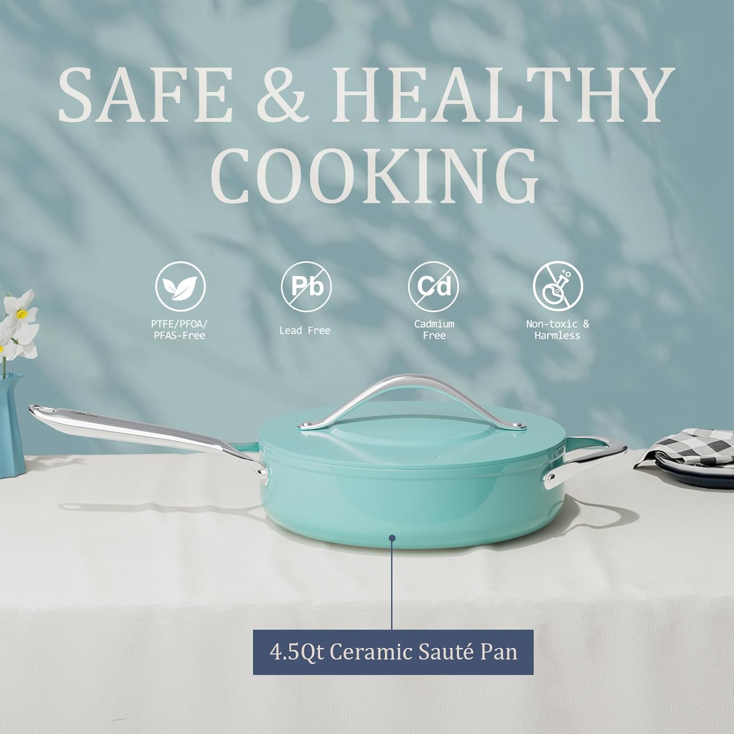 Nonstick Ceramic Sauté Pan with Lid (4.5 qt, 11