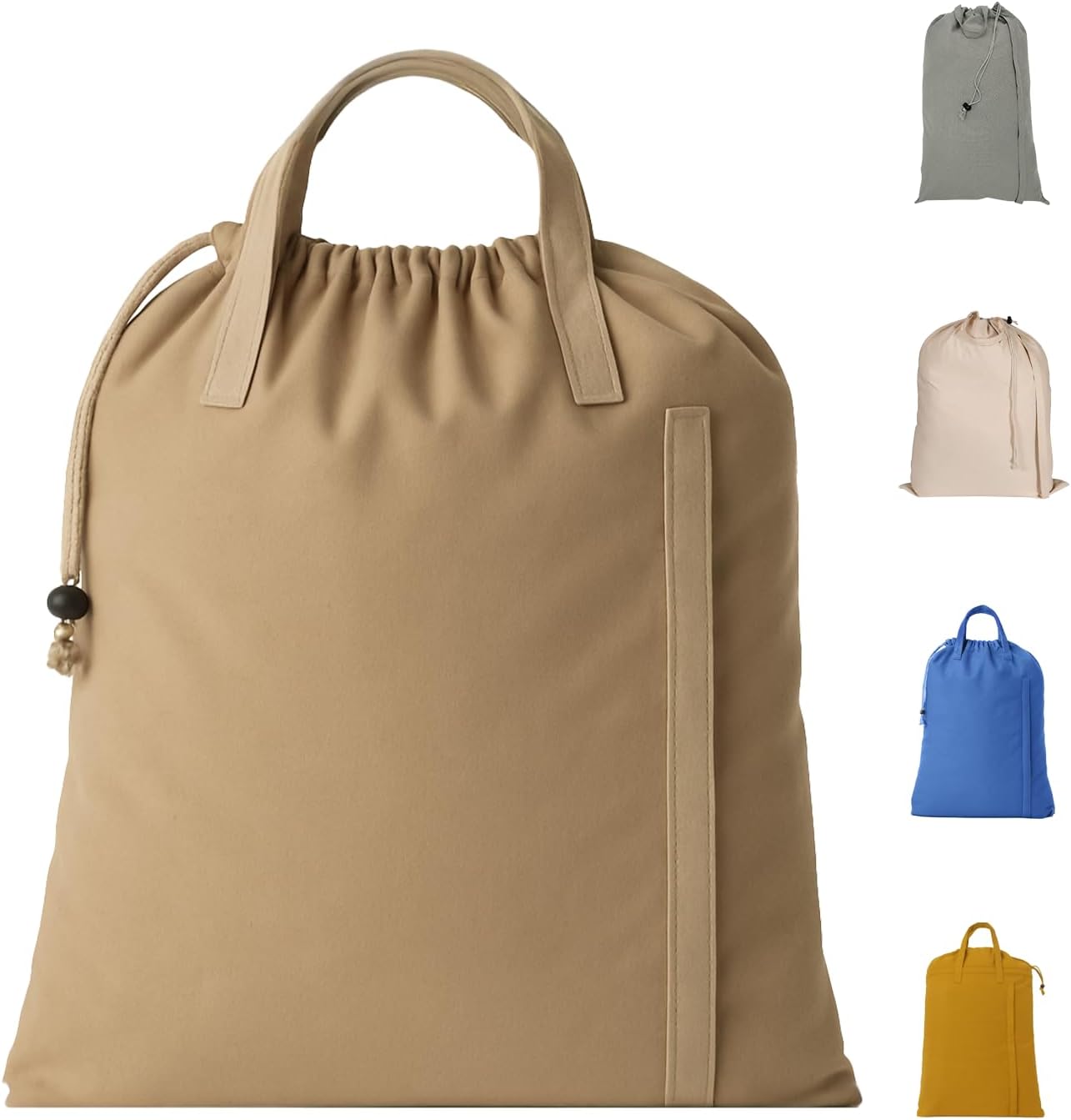 LFH Home Cotton Canvas Large Laundry Bag with Handle, Heavy Duty Drawstring Closure Washable Laundry Bags, School Travel, Home, Hotel, College Dorm, Organizer Sack, Toy Clothes 28x36 (Pack of 6)-White