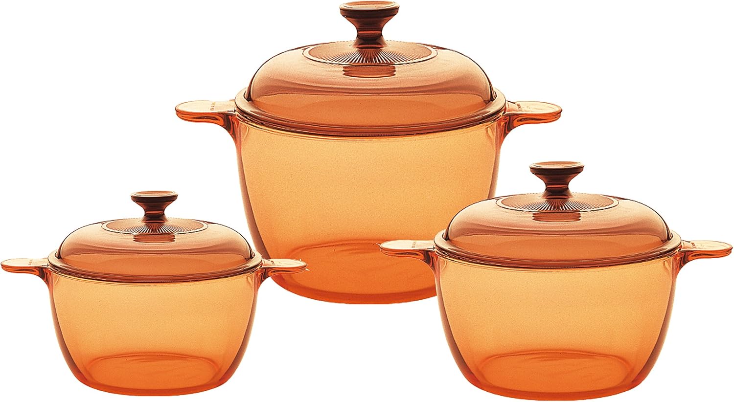 VISIONS 6pc Cook Pot Set with Glass Covers, Amber