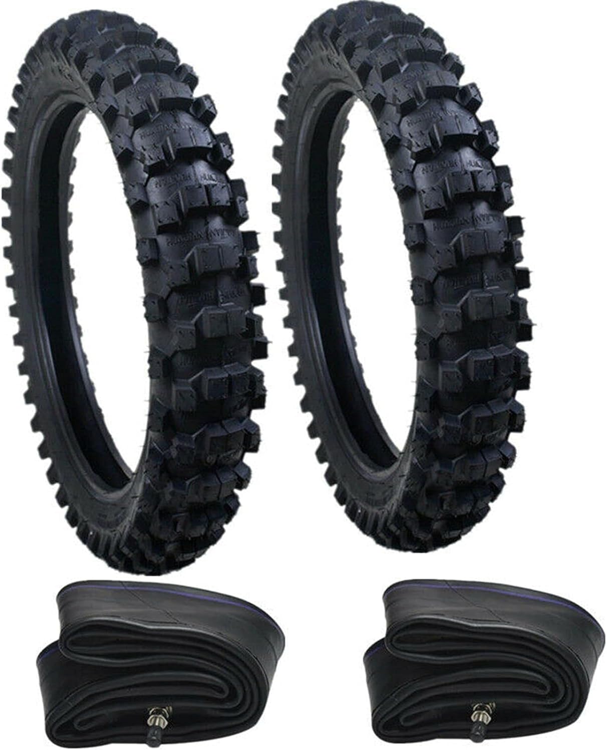 Front & Rear Wheel Tire and Tube Set, 70/100-19 Front Tire & 90/100-16 Rear Tire &Tubes Set for H0nda Dirt Bike Tires Set CR85R CRF110F KX100 CRF150F (Front + Rear Tire)