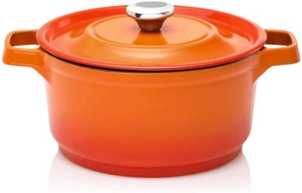 Cast Iron Casserole Soup Pot with Lid Enamel Coating Protect Suitable on All Stovetops