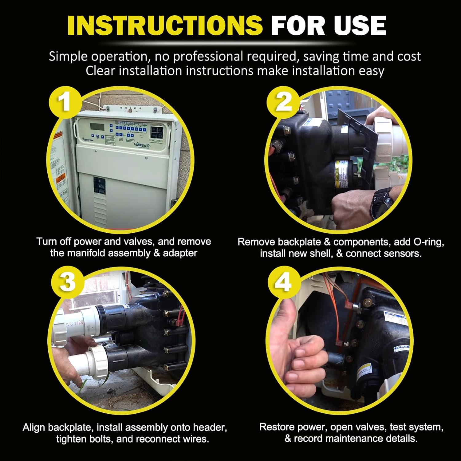 E-cowlboy 77707-0016 Fit for Manifold Replacement Kit Pool and Spa Heater - Durable and Efficient- Compatible with MasterTemp/Max-E-Therm 400 - Includes All Essential Parts