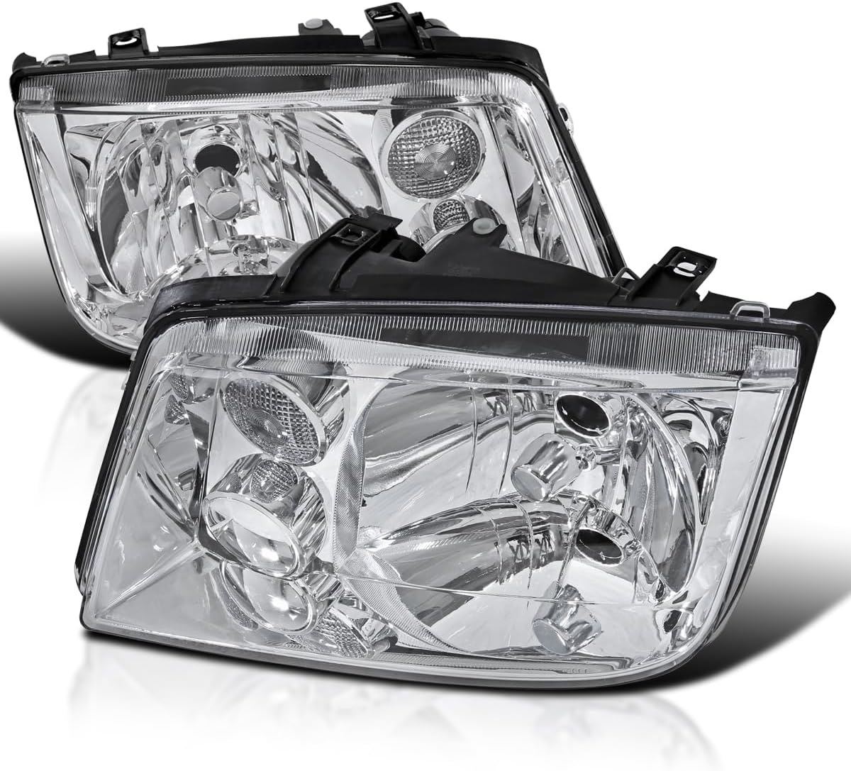 SPEC-D TUNING Clear w/o Built-in Fog Lights Compatible with 1999-2005 Volkswagen Jetta Bora Mk4 L+R Pair Head Light Lamp Assembly