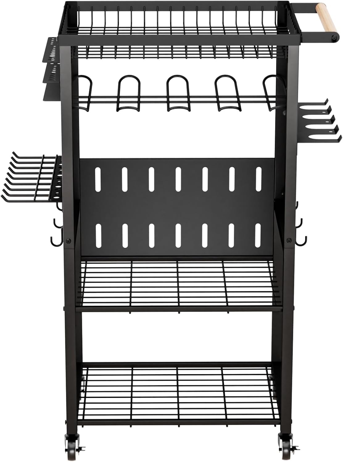 All-Metal Heavy-Duty Power Tool Organizer with Charging Station 8 AC Power Outlet Charging Station Tool Organizer 5 Layers + 5 Side Hooks Integrated Design Tool Organizers and Storage Practical