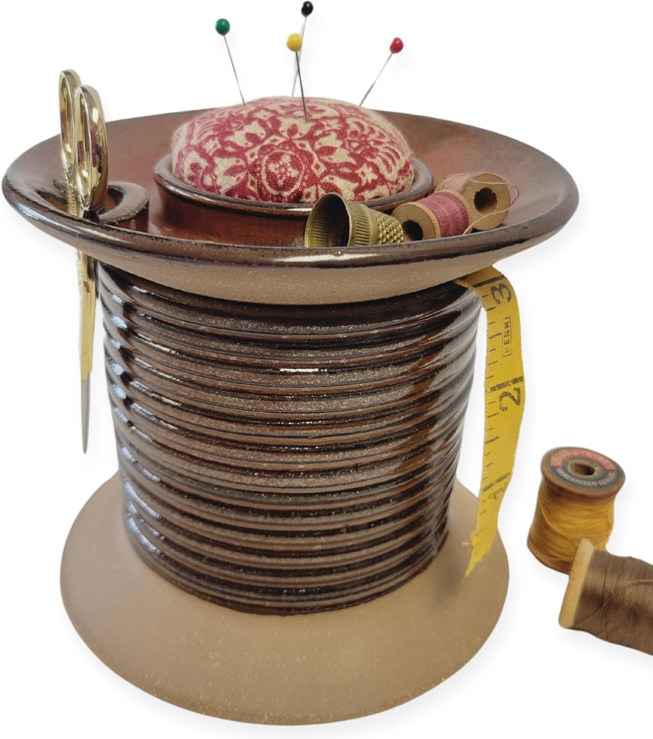 Cute Pin Cushion Jar for Sewing Kit - Unique Holder for Pins Thimbles Scissors Notions - Storage for Old Vintage Décor Aesthetic