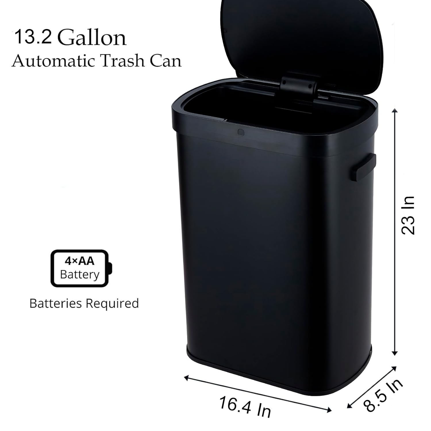 GlowSol Automatic Motion Sensor Trash Can, 50 Liter/13 Gallon Touchless Automatic Garbage Can, Smart Trash Bin with Soft-Close Lid, Large Stainless Steel Waste Basket for Kitchen Office Living Room